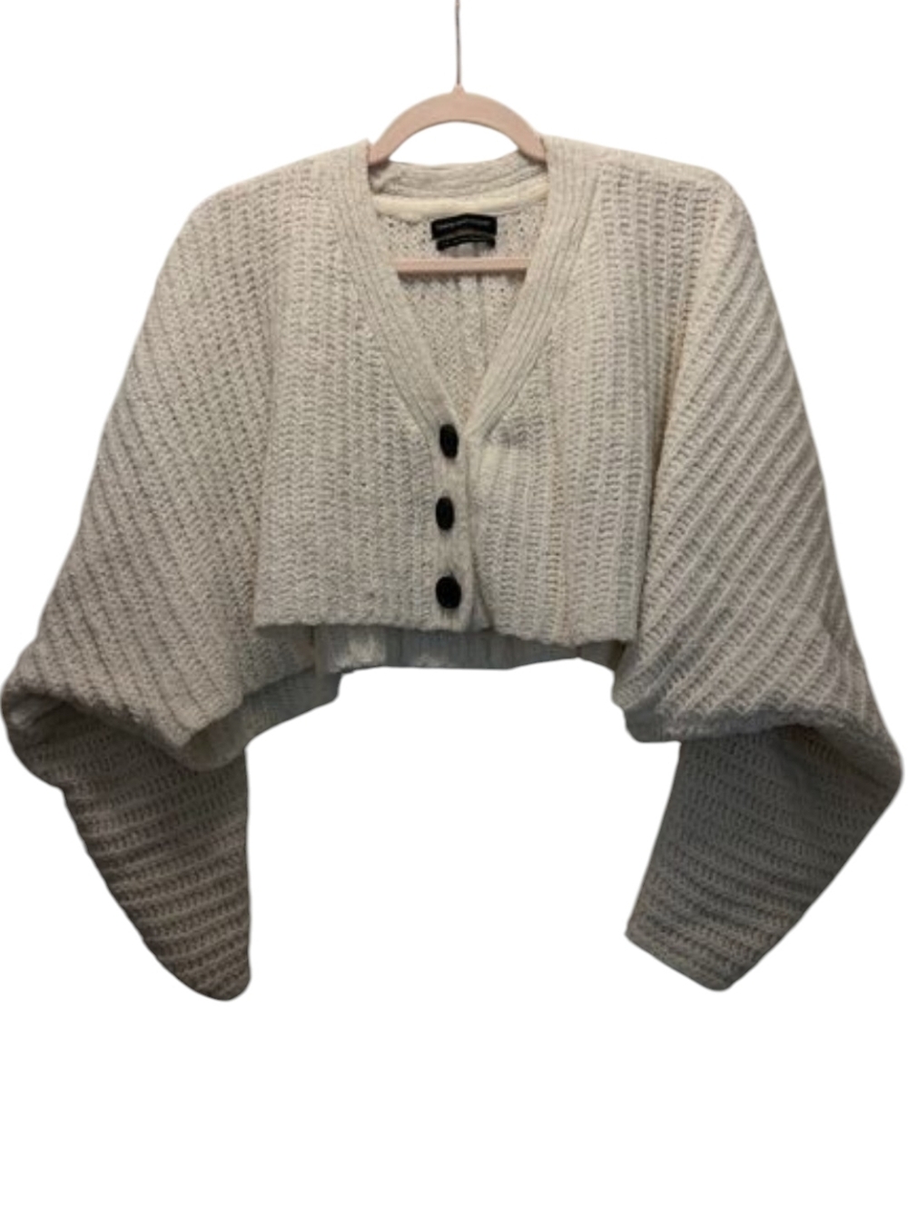 Urban Outfitters White V-Neck Cropped Oversized Sweater